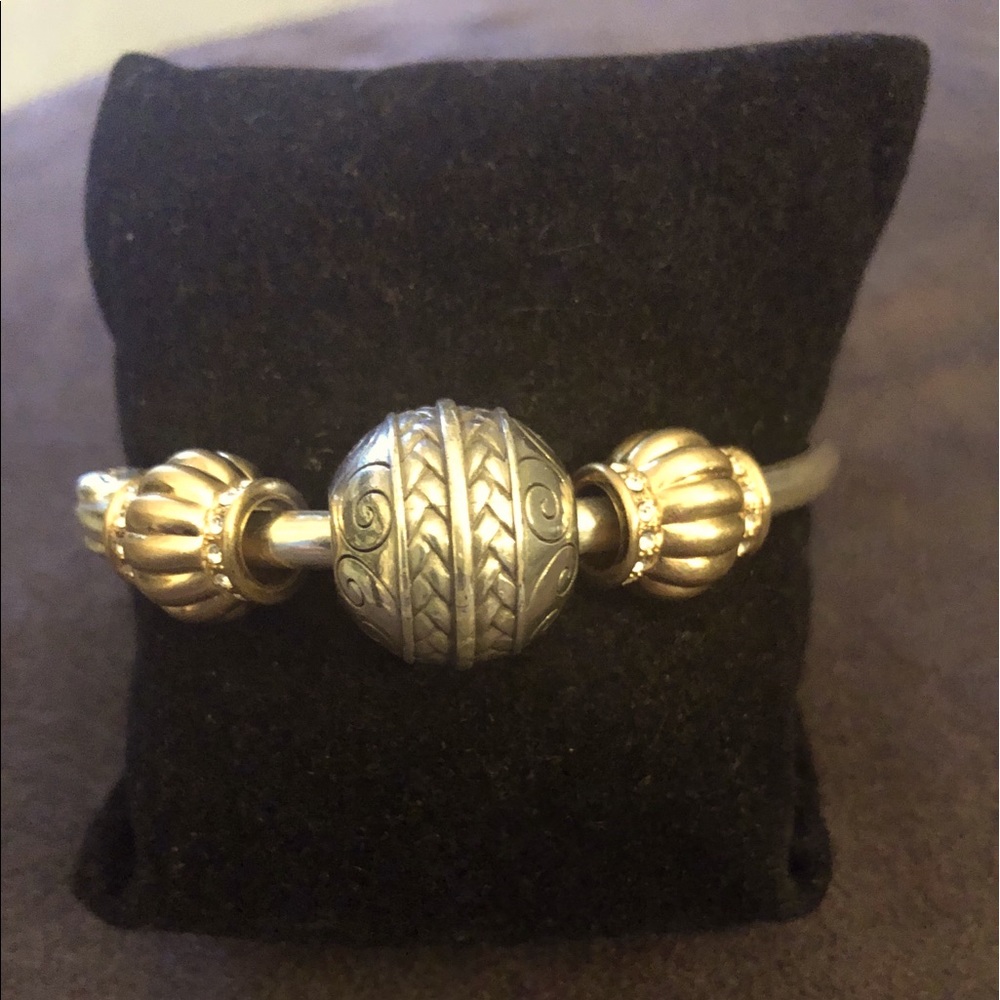 Brighton Hinged Bracelet with 3 Beads/Charms